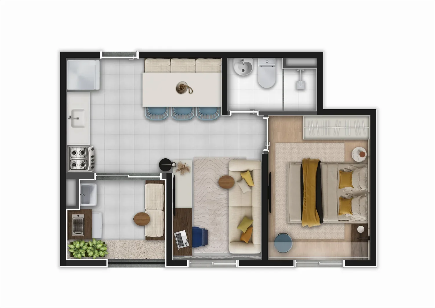 Representação visual de projeto imobiliário